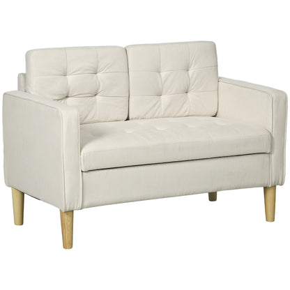 Motono Off White Compact 2 Seater Sofa With Hidden Storage Tufted Seat