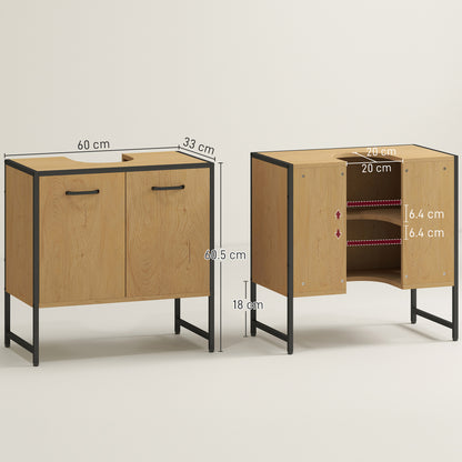 Nilota Under Sink Bathroom Vanity Cabinet With Soft Close Doors And Adjustable Shelving Natural Finish