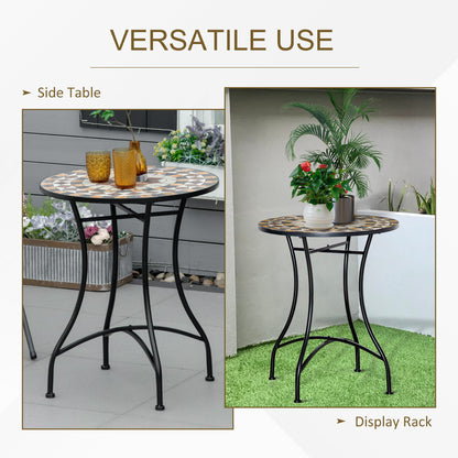 Nabaha Metal Grey Round Mosaic Outdoor Patio Bistro Table