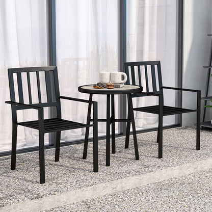 Nalane 3 Piece Patio Bistro Set with Stackable Chairs and Round Table