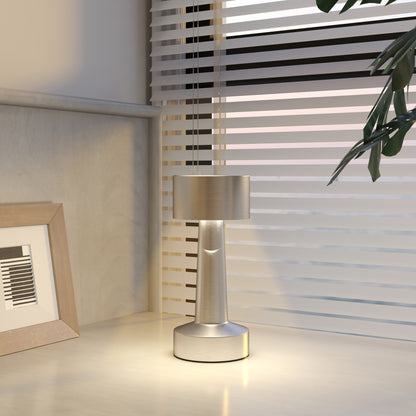 Dova Metal Silver Cordless Touch LED Table Lamp With Rechargeable Battery And 3 Colour Modes