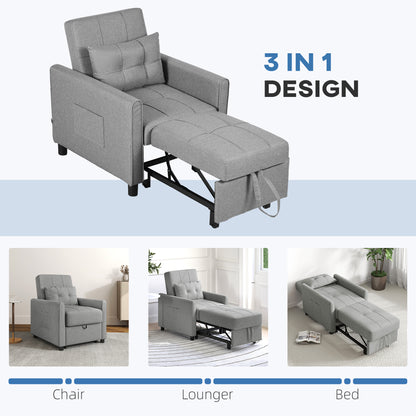 Vayopa Linen Look Light Grey Single Sleeper Chair