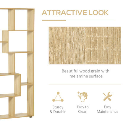 Nevi Ludo Wood Natural Finish Tall 8 Cube Bookcase Room Divider With Freestanding Shelving 70 x 24 x 178 cm
