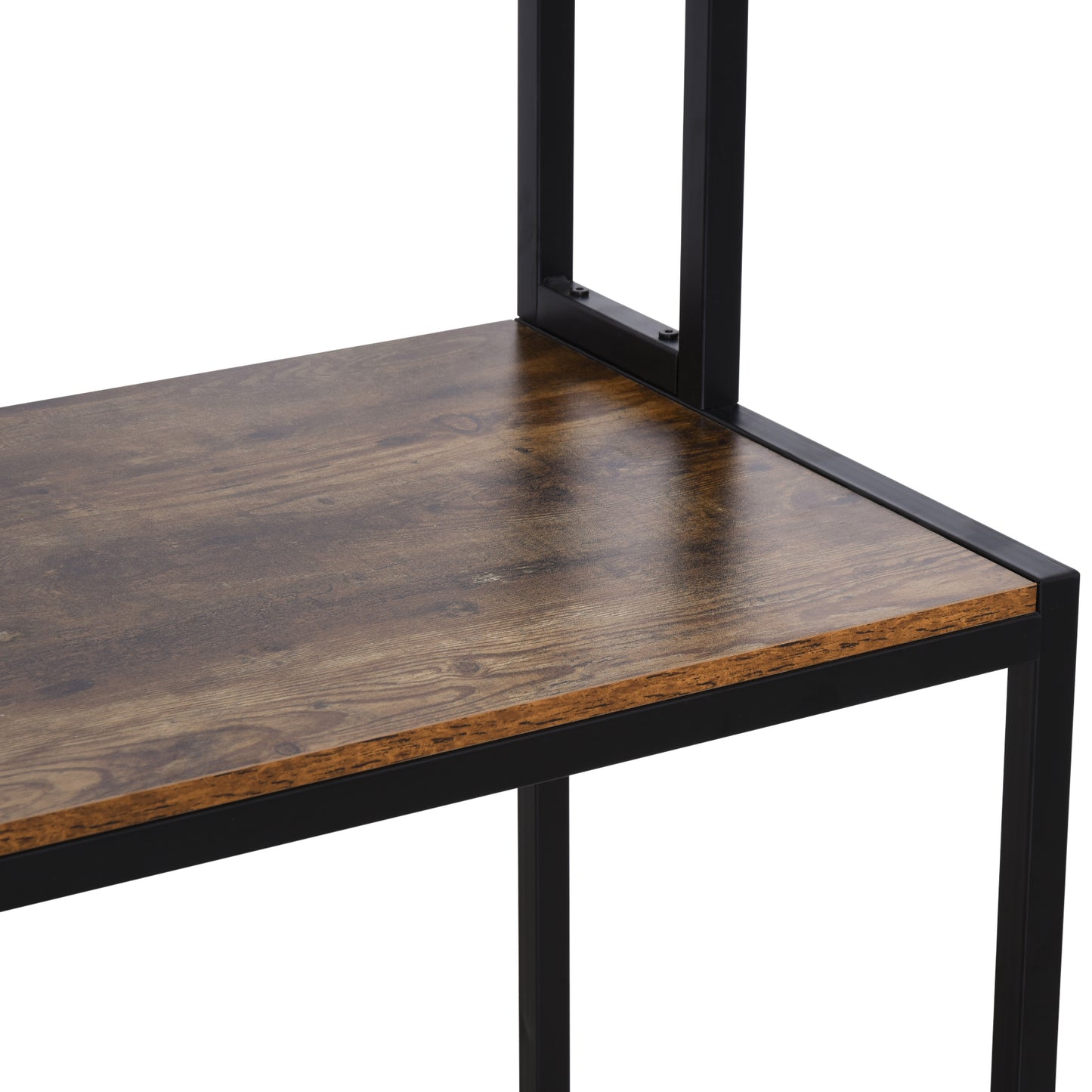 Monoba 140cm Mani Metal And Wooden Brown Industrial L Shaped Desk With Bookshelf