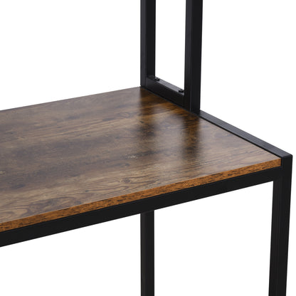 Monoba 140cm Mani Metal And Wooden Brown Industrial L Shaped Desk With Bookshelf