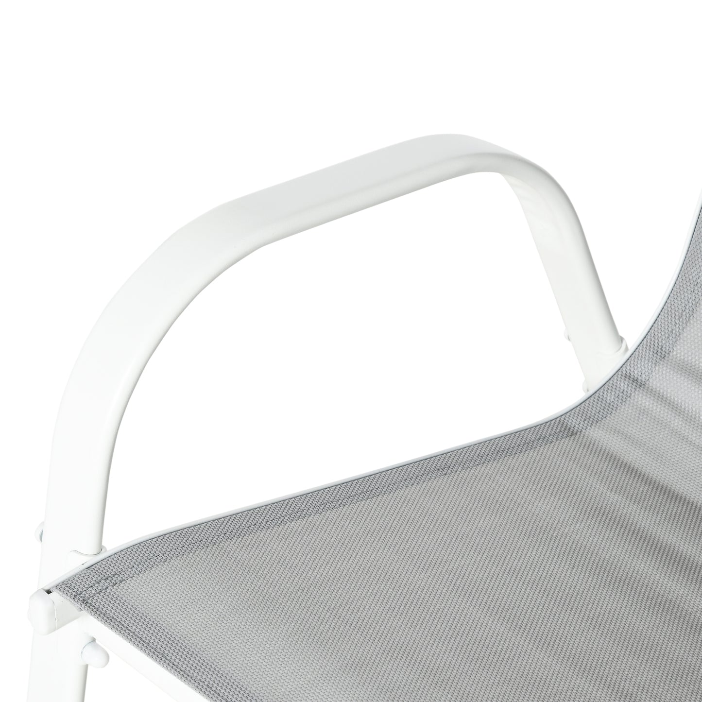 Niseso 6 Seater with White Metal and Light Grey Mesh Outdoor Dining Set