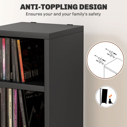 Nisapa Wood Black Tall Narrow Media Storage Tower With 204 Disc Capacity