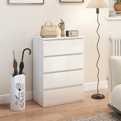 Diri High Gloss White 4 Drawer Chest Of Drawers With Modern Storage Design