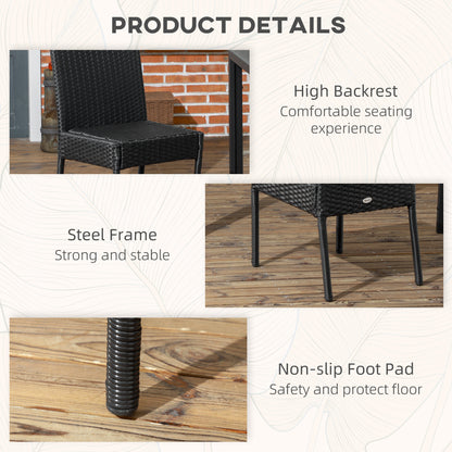 Meretta Rattan Black Set Of 2 Armless Outdoor Garden Chairs