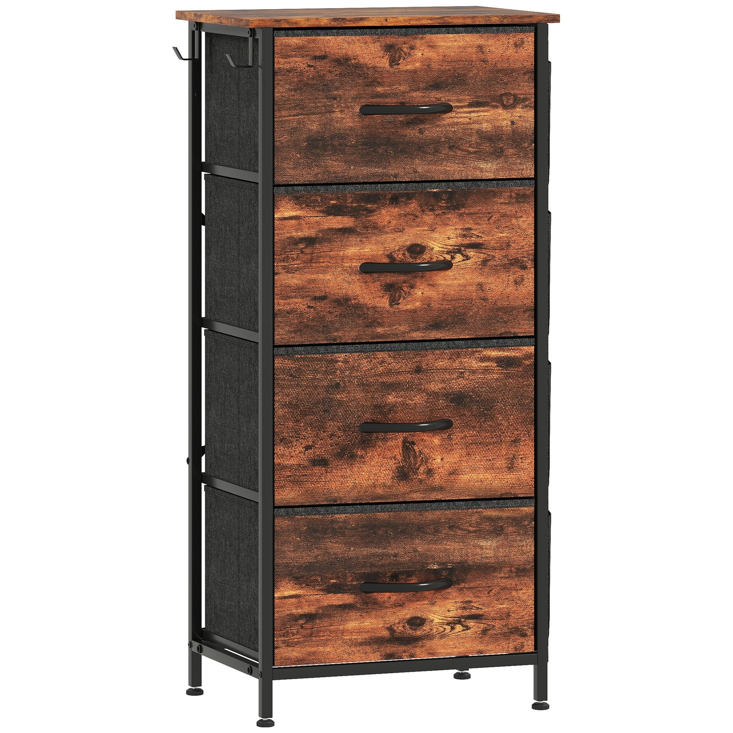 Balo Fabric And Metal Rustic Brown 4 Drawer Storage Chest