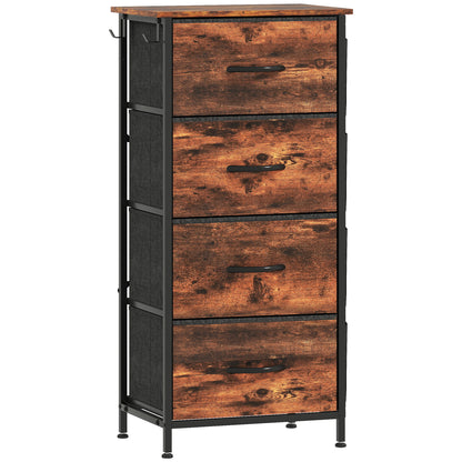 Balo Fabric And Metal Rustic Brown 4 Drawer Storage Chest