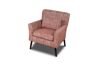 Olinda Terracotta Red Patterned Fabric Upholstered Accent Armchair