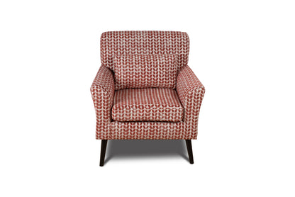 Olinda Terracotta Red Patterned Fabric Upholstered Accent Armchair