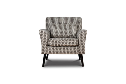 Niteroi Grey Patterned Fabric Accent Armchair