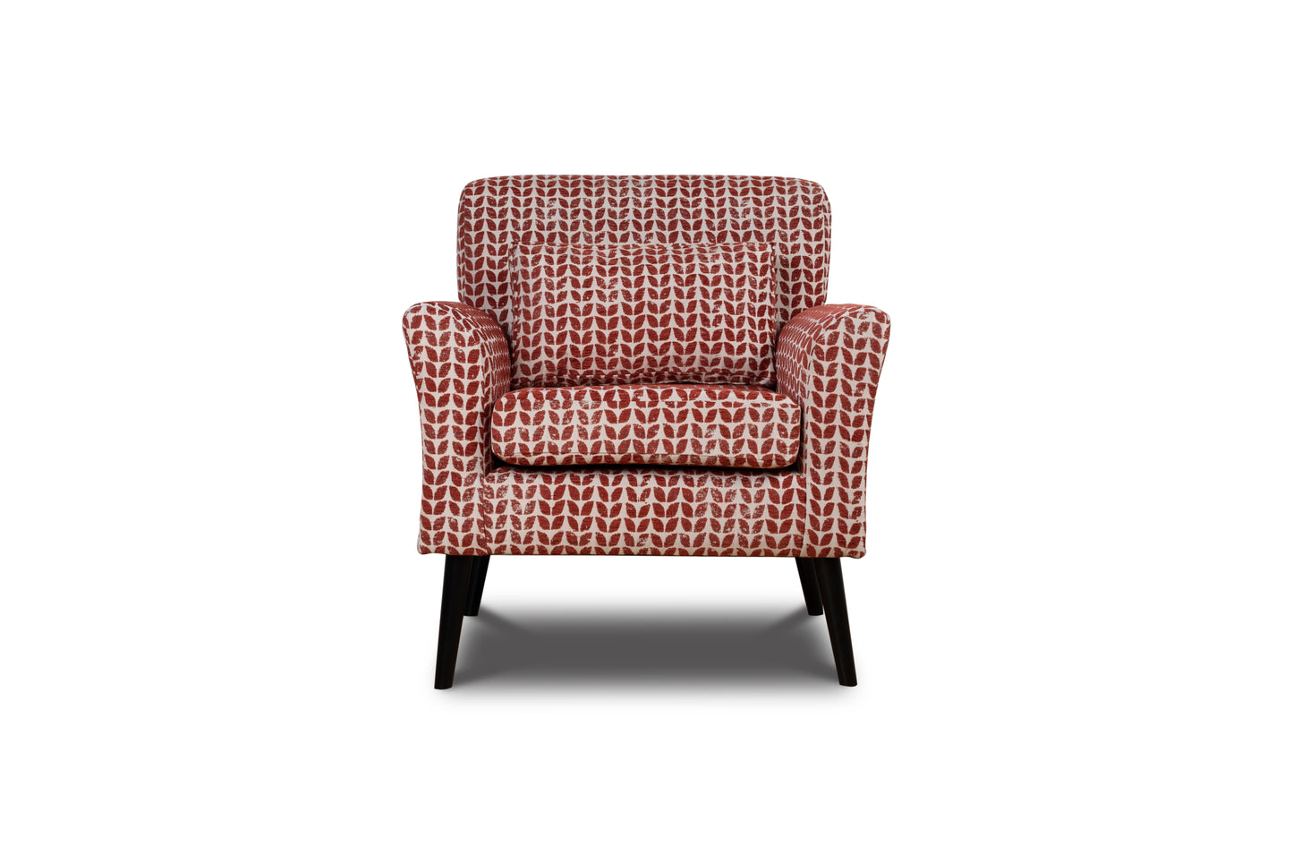 Olinda Terracotta Red Patterned Fabric Upholstered Accent Armchair