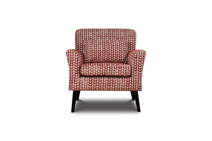 Olinda Terracotta Red Patterned Fabric Upholstered Accent Armchair
