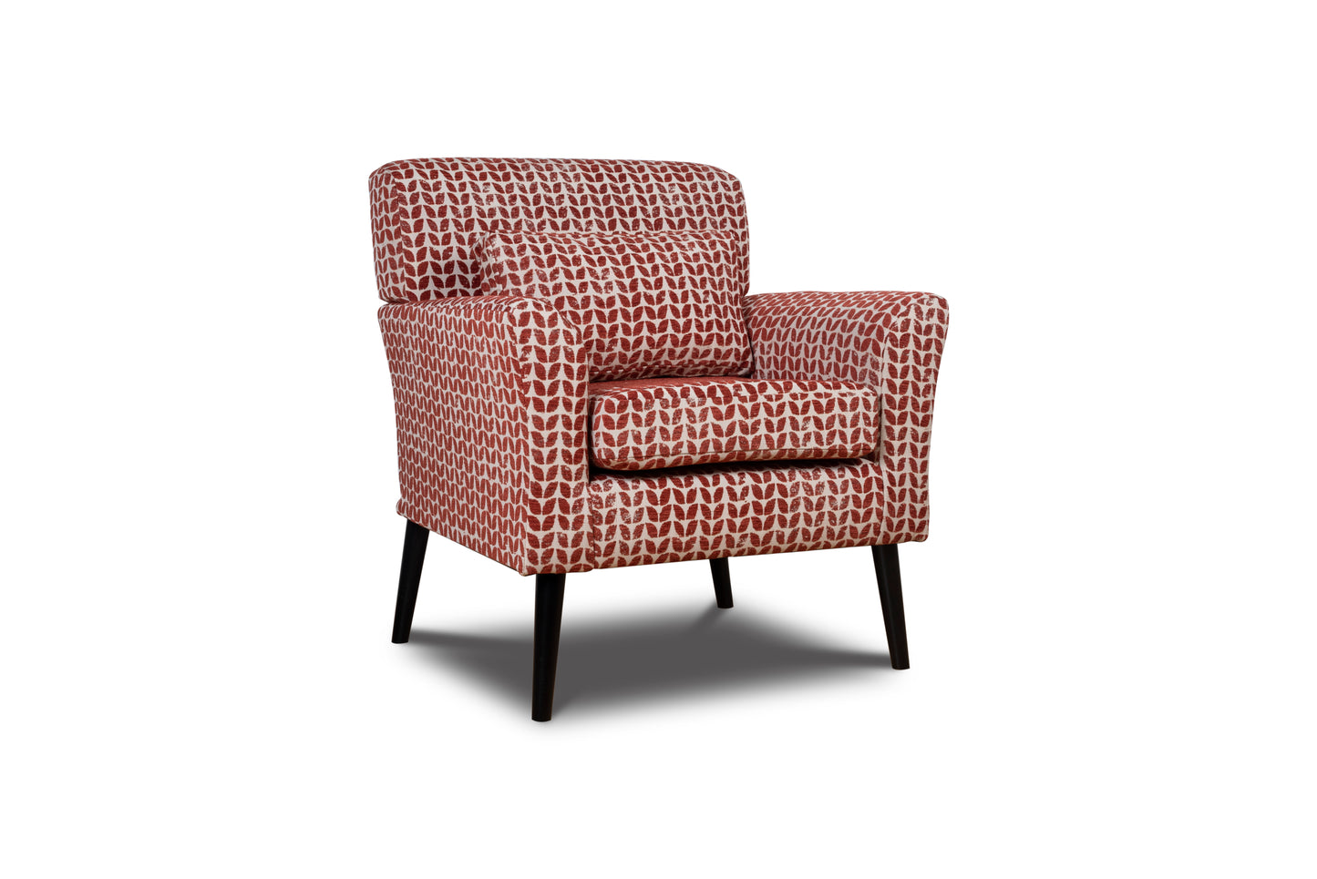 Olinda Terracotta Red Patterned Fabric Upholstered Accent Armchair