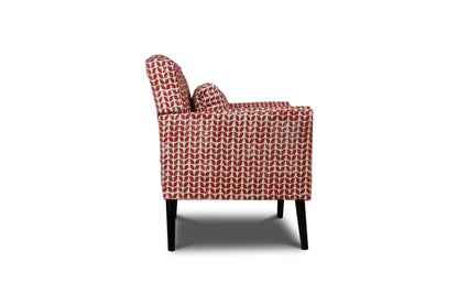 Olinda Terracotta Red Patterned Fabric Upholstered Accent Armchair