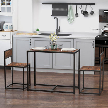 Lottopa Metal And Wooden Natural Compact Dining Table And Chair Set For Small Kitchens
