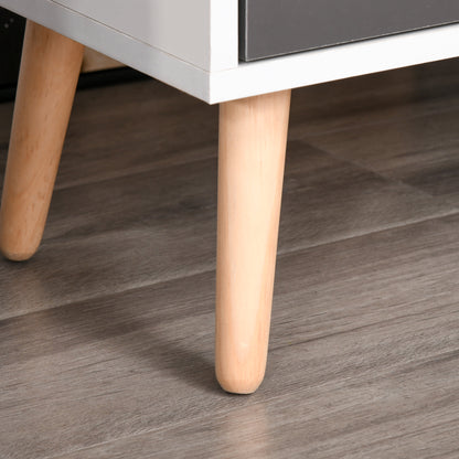 Domavi Wooden Grey Floor Standing Sideboard 2 Drawers 2 Doors