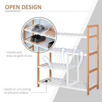 Tael Wooden 4 Tier Shoe Rack With Open Shelving