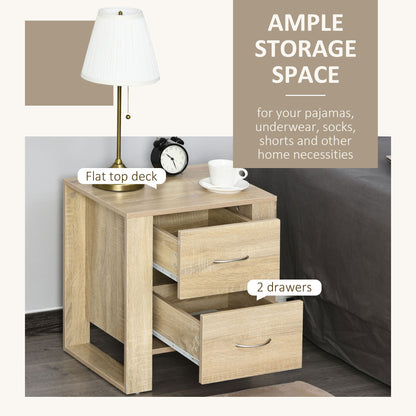 Colu Set of 2 Wooden Brown Bedside Tables With 2 Drawers