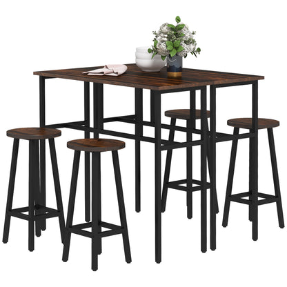 Halulo Wooden Rustic Brown 6 Piece Counter Bar Dining Set With Multiple Layout Options