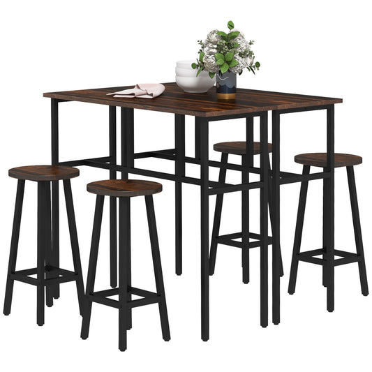 Halulo Wooden Rustic Brown 6 Piece Counter H8 Bar Dining Set With Multiple Layout Options