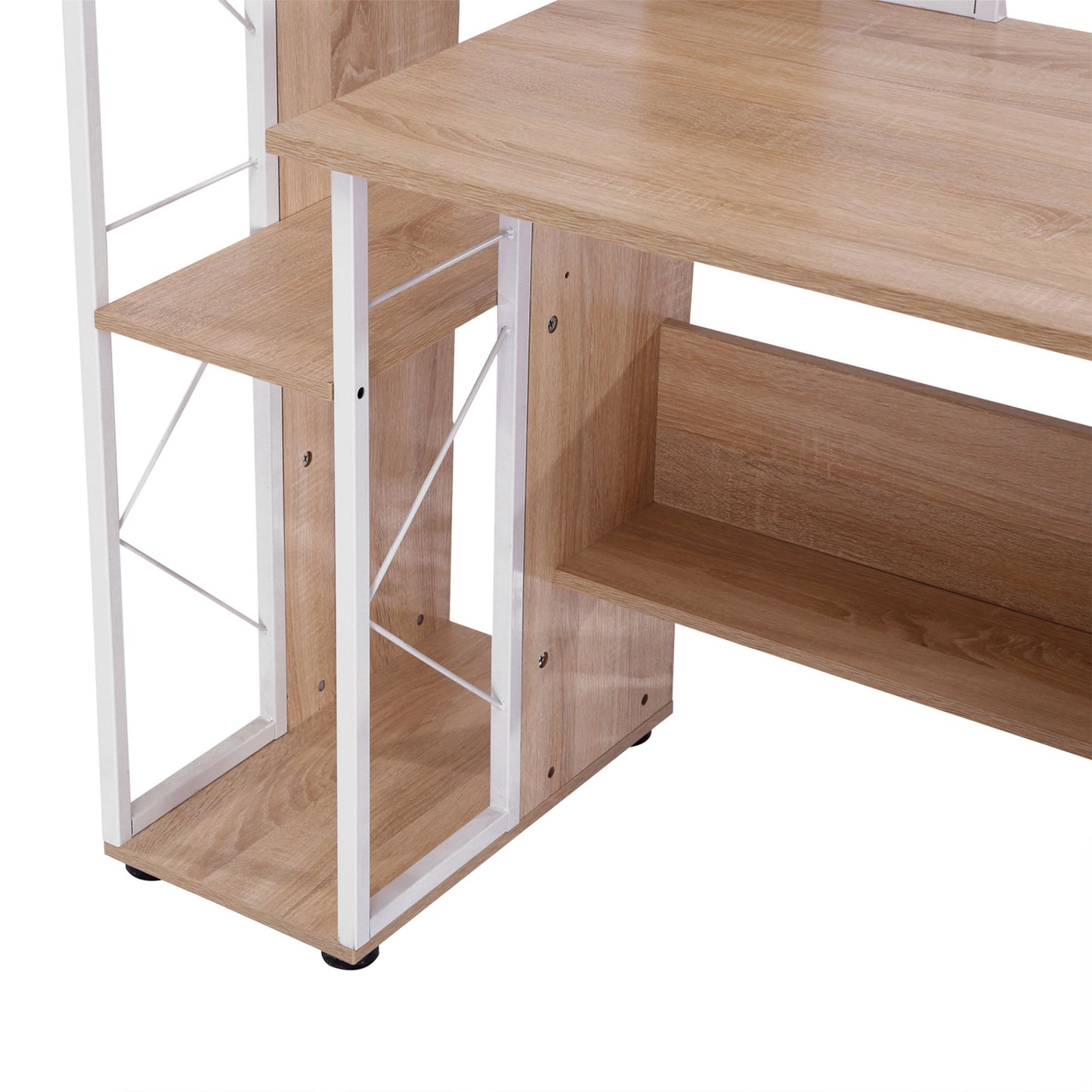 Lasomo 133cm Wooden Oak Desk  Drawers and Shelves