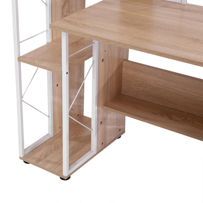Lasomo 133cm Wooden Oak Desk  Drawers and Shelves