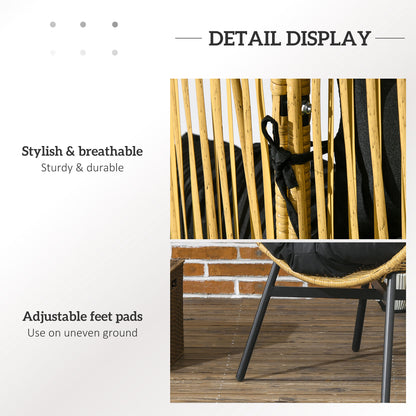 Molaha Rattan Natural And Black String Style Egg Chair With Padded Cushion