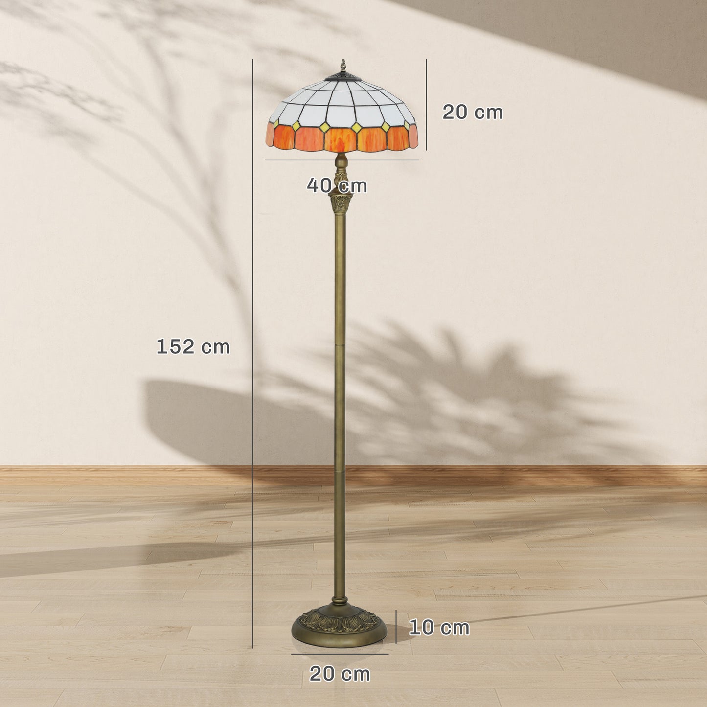 Rakelo Metal And Glass Bronze And Orange Tiffany Style Floor Lamp With Handcrafted Stained Shade