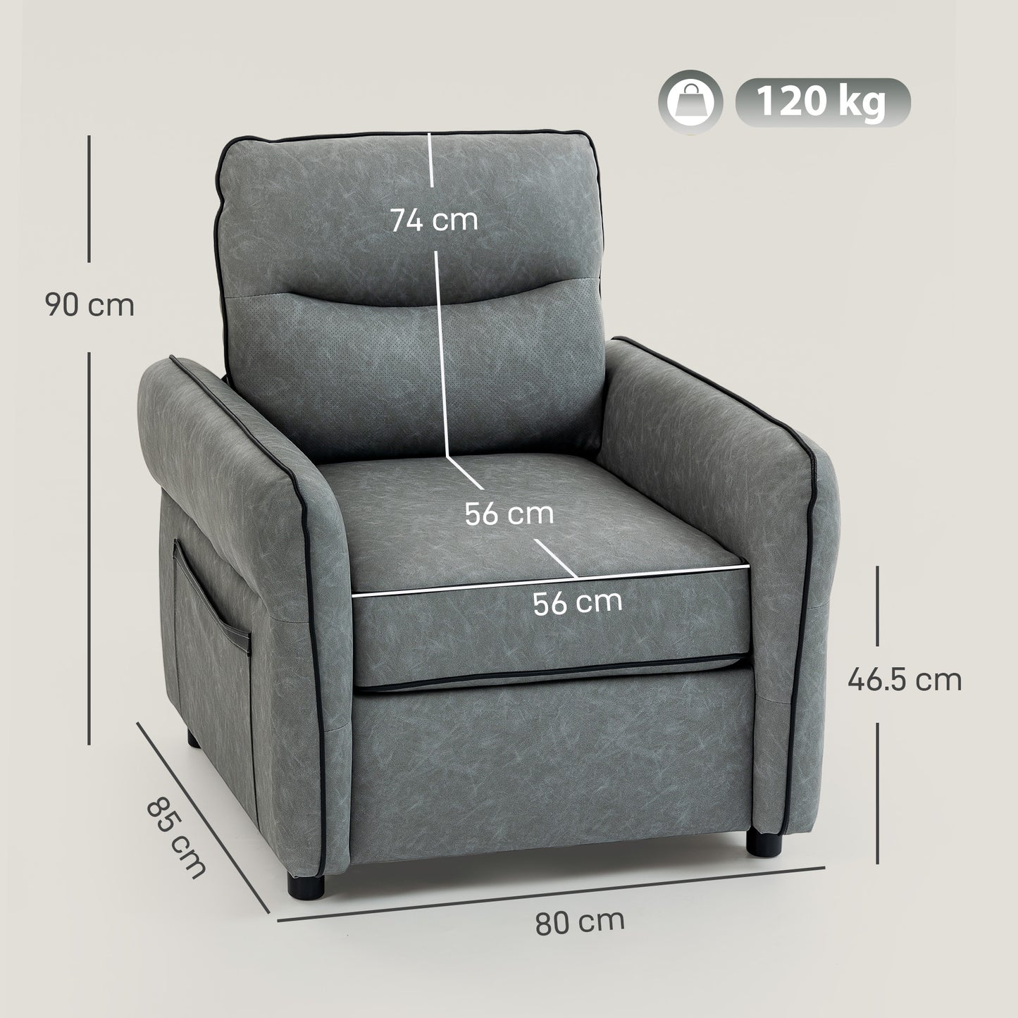 Pamazi Grey Faux Leather Accent Armchair