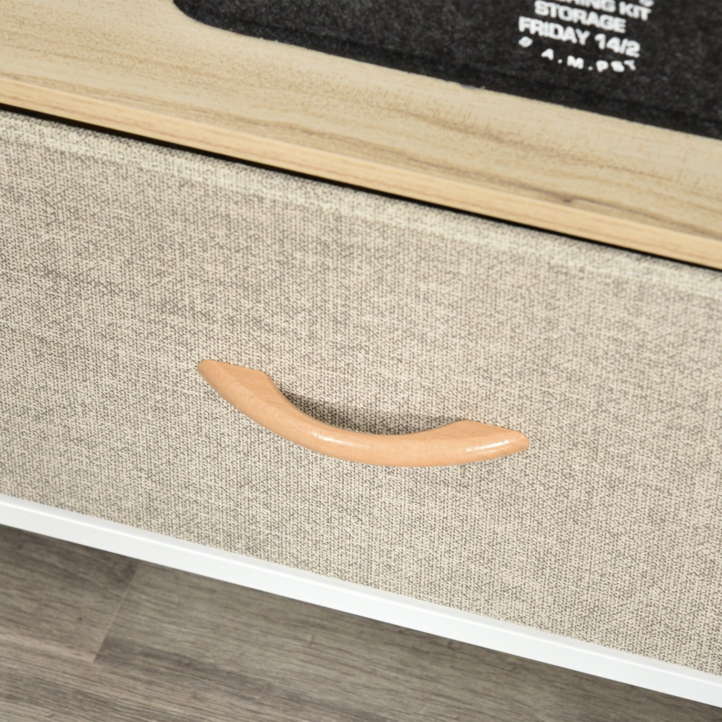 Rare Elha 98cm Wooden Natural TV Cabinet 2 Fabric Fold Down Storage Drawers