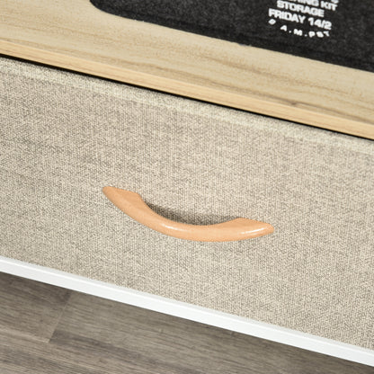 Rare Elha 98cm Wooden Natural TV Cabinet 2 Fabric Fold Down Storage Drawers