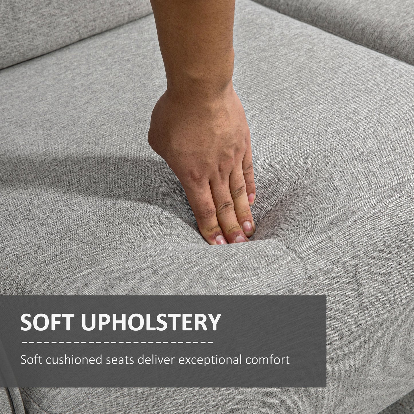 Lovina Light Grey Compact 2 Seater Sofa With Wooden Legs And Armrests