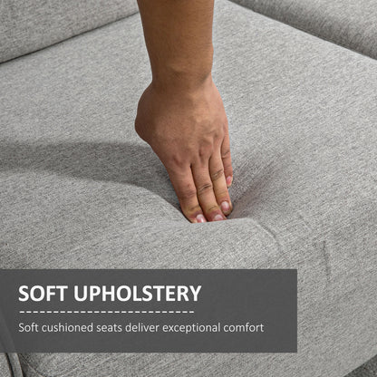 Lovina Light Grey Compact 2 Seater Sofa With Wooden Legs And Armrests