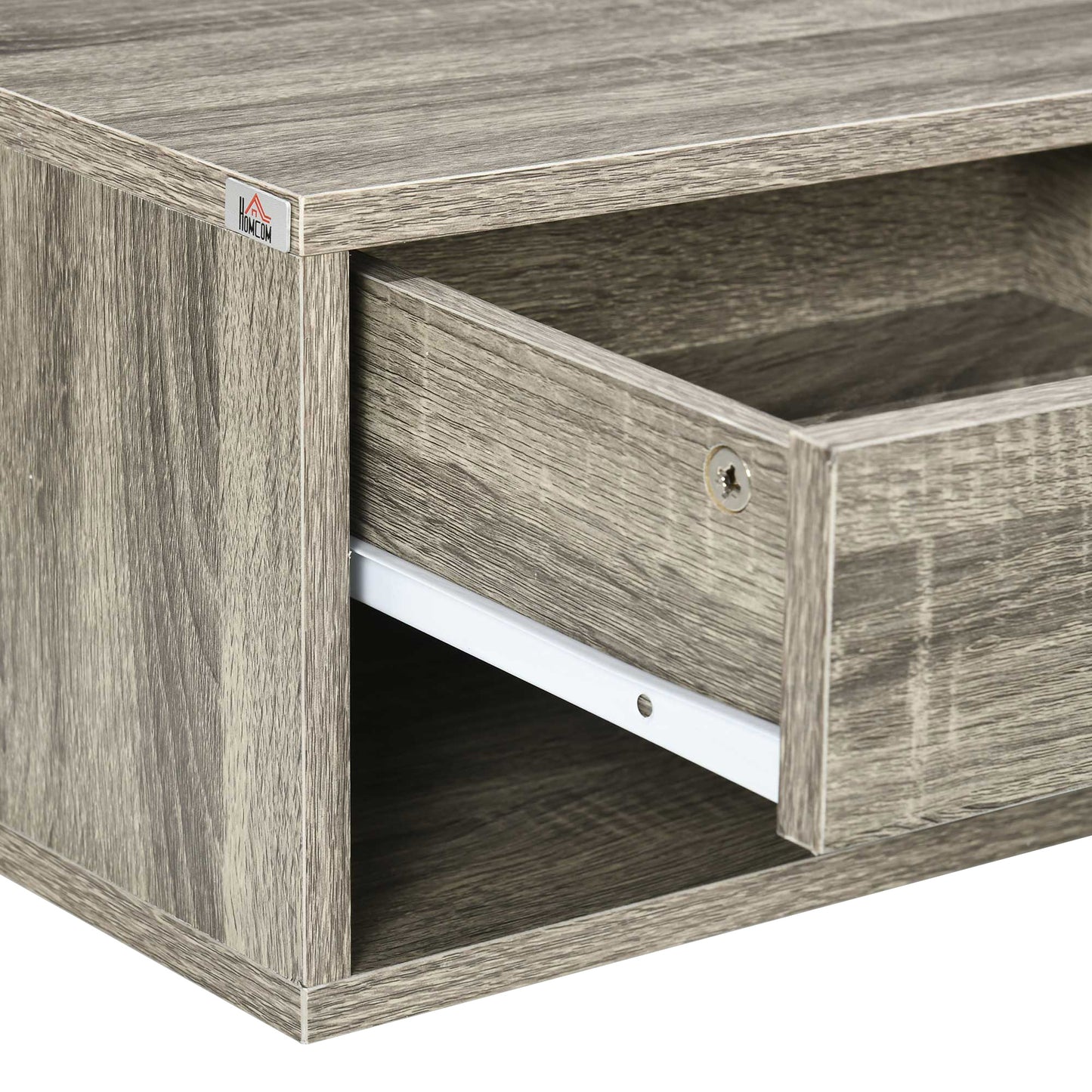 Rosama Set Of 2 Grey Wood Effect Floating Bedside Tables Wall Mounted 1 Drawer 1 Shelf