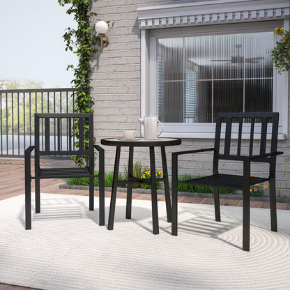 Nalane 3 Piece Patio Bistro Set with Stackable Chairs and Round Table