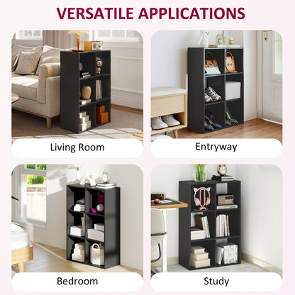 Vasutte Wooden Black 6 Cube Storage Bookcase
