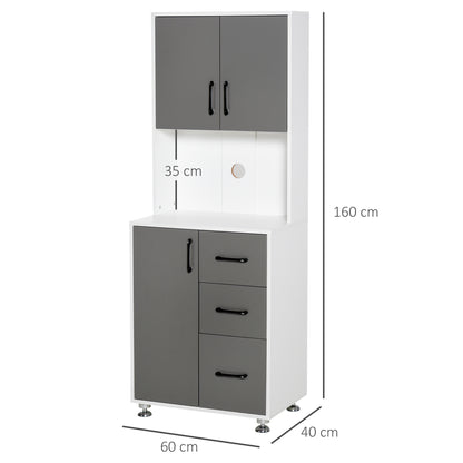 Saseve Wooden Grey Modern Kitchen Cupboard With 3 Drawers And OFauxn Counter
