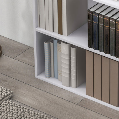 Ralafi Wood White Low 2 Tier Bookcase With Adjustable Shelves