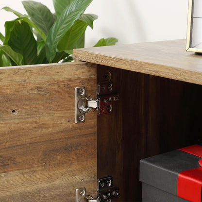 Sodori 132cm Metal And Wood Brown And Black Industrial TV Stand 2 Drawers 1 Door
