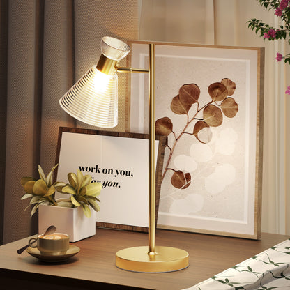 Saha Metal Gold Tone Modern Table Lamp With Adjustable Flower Style Head