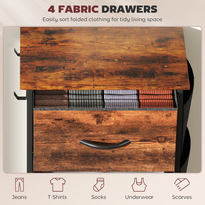 Balo Fabric And Metal Rustic Brown 4 Drawer Storage Chest