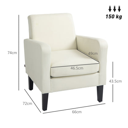 Venena Cream Fabric Upholstered White Accent Chair With Black Wooden Legs