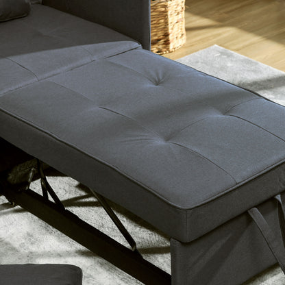 Lomo Fabric Grey 3 In 1 Convertible Single Sofa Bed With Magazine Pocket