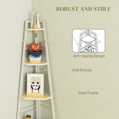 Vineha Wood White 5 Tier Corner Shelving Unit