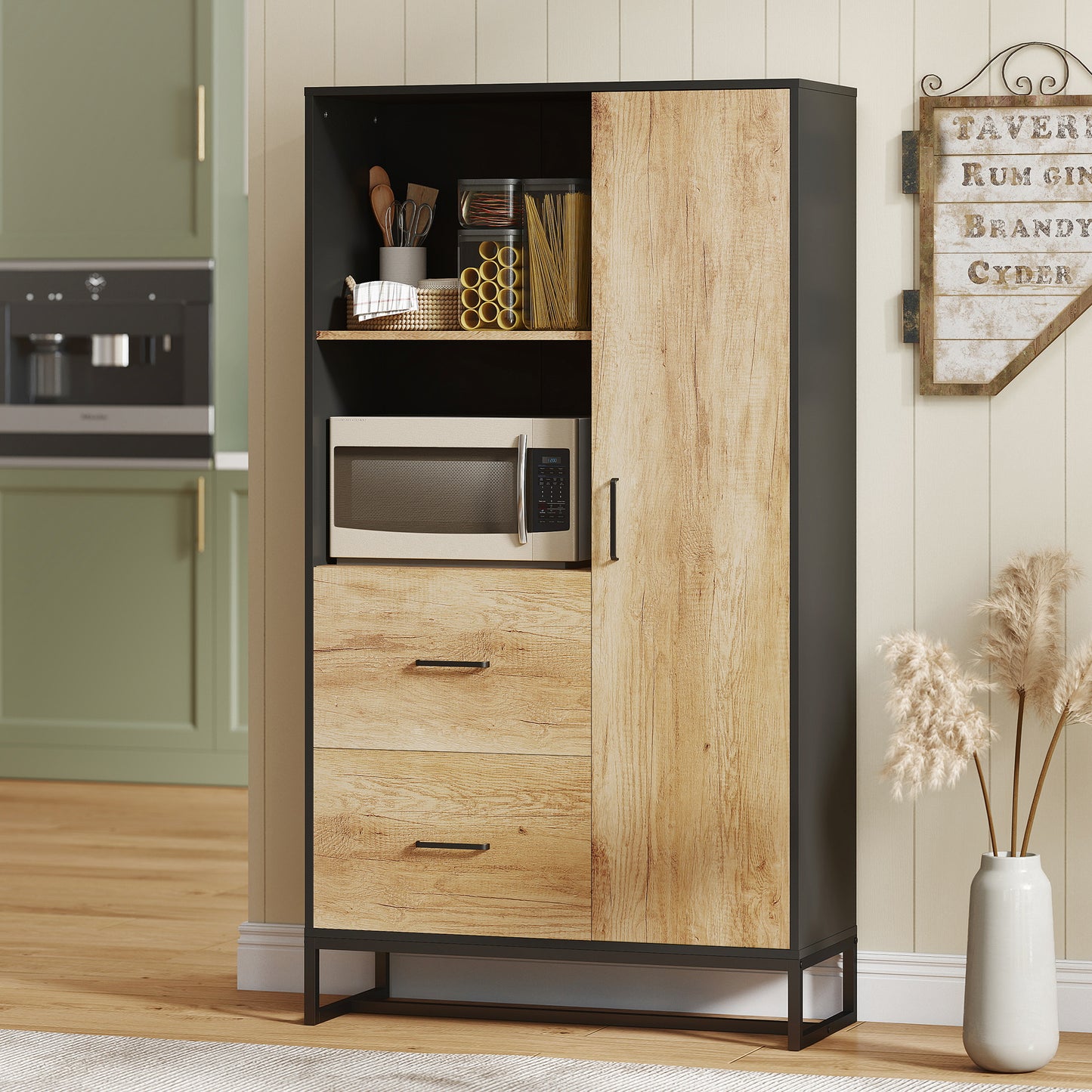 Kamilo Wooden White Tall Kitchen Pantry Cabinet With Drawers Adjustable Shelves And Soft Close Door 160 cm