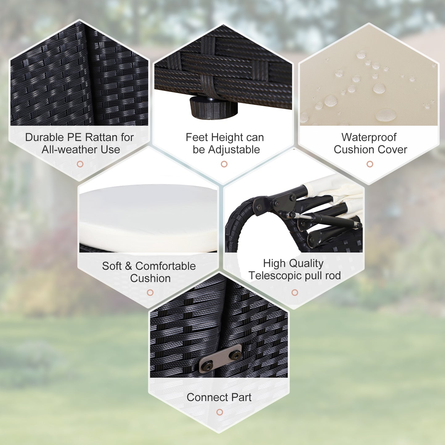Taso Veli Rattan Black And White 5 Piece Outdoor Daybed Set With Canopy